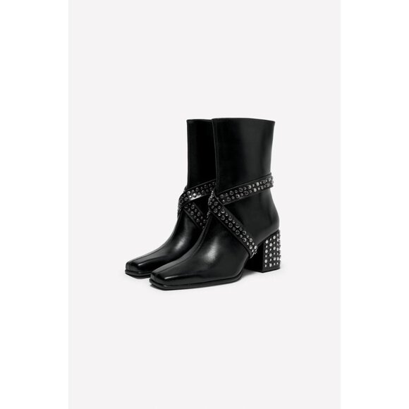 ZARA LEATHER STUDDED HEEL ANKLE BOOTS LUDOVIC DE SAINT SERNIN X ZARA - Picture 1 of 5